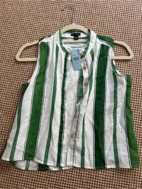 NWT Ann Taylor 100% Linen Button Down Top XXSP